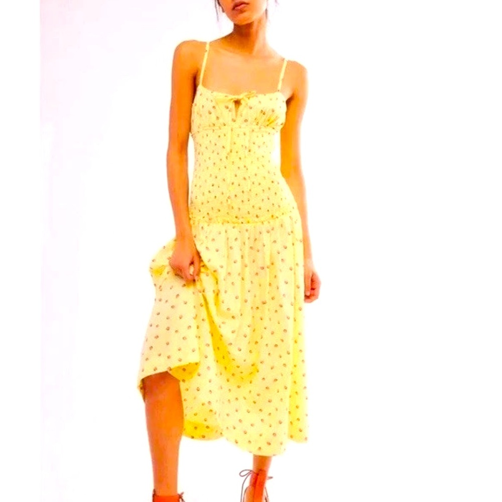 Free People Strawberry Yellow Sundress Sz M